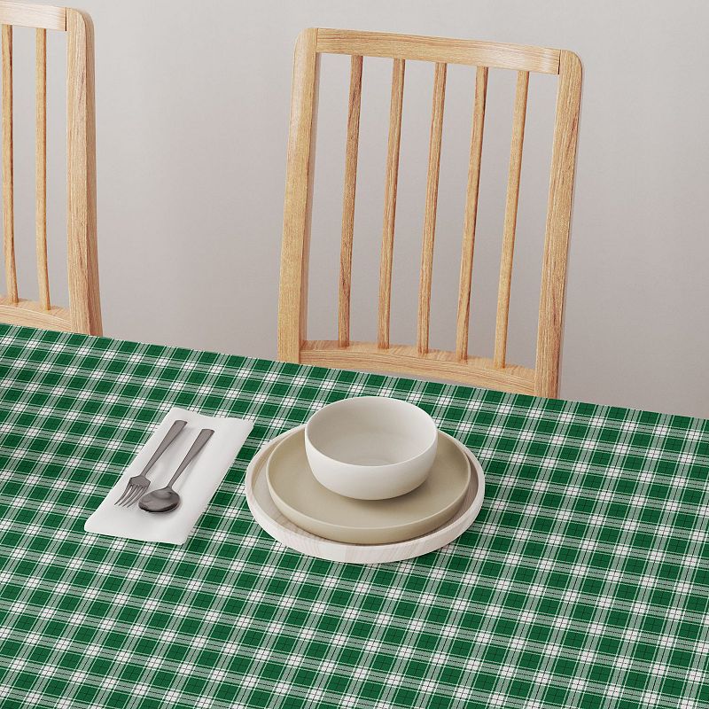 Square Tablecloth， 100% Polyester， 70x70， Christmas Green Plaid