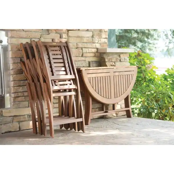 Outdoor Interiors Folding Eucalyptus Outdoor Dining Chair (2-Pack)