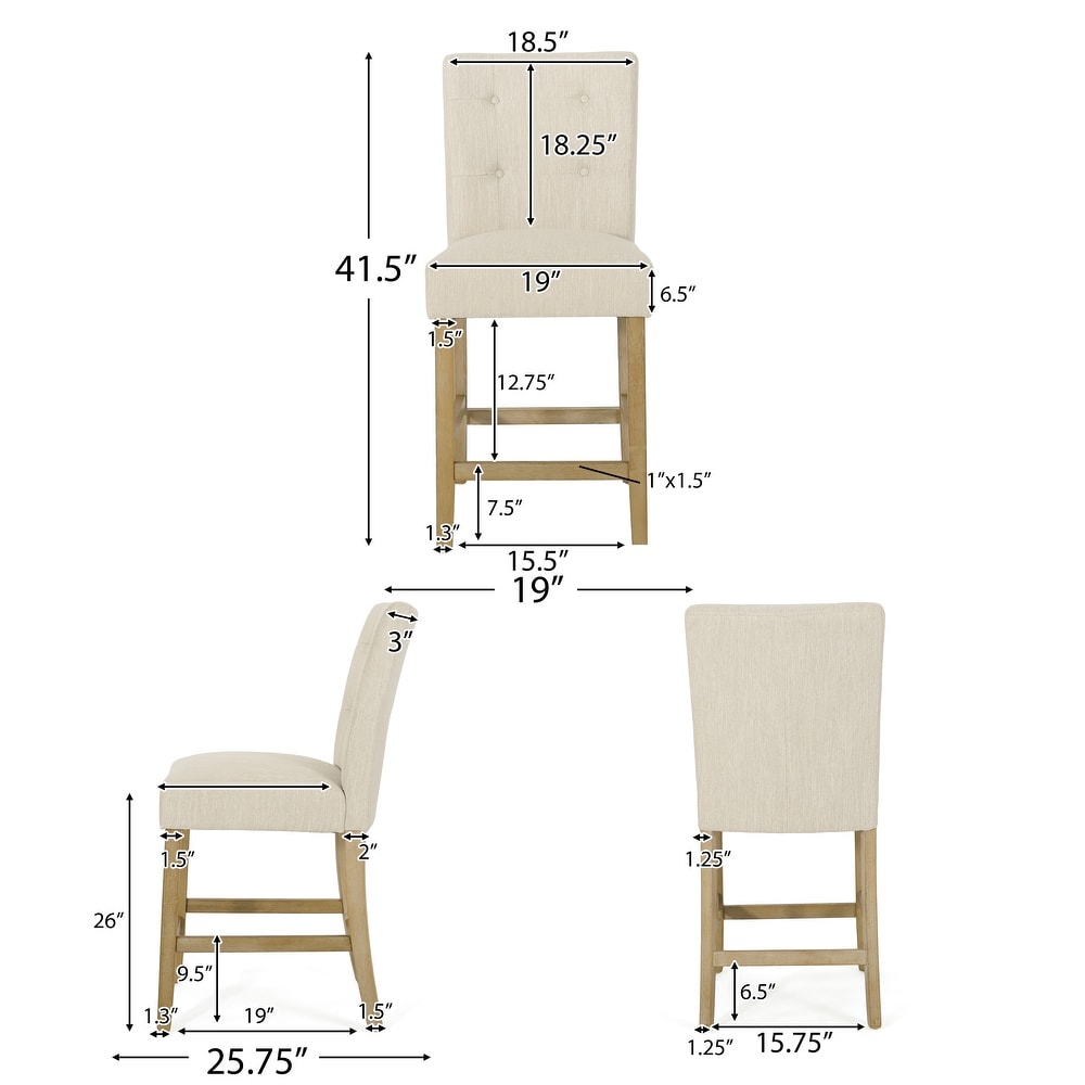 Rossburg Fabric and Rubberwood 26 Inch Counter Stools (Set of 2) by Christopher Knight Home