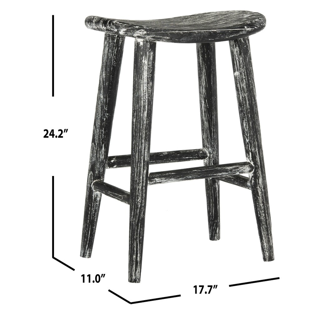 SAFAVIEH 11 inch Colton Wood Black / White Washed Counter Stool   17.7\