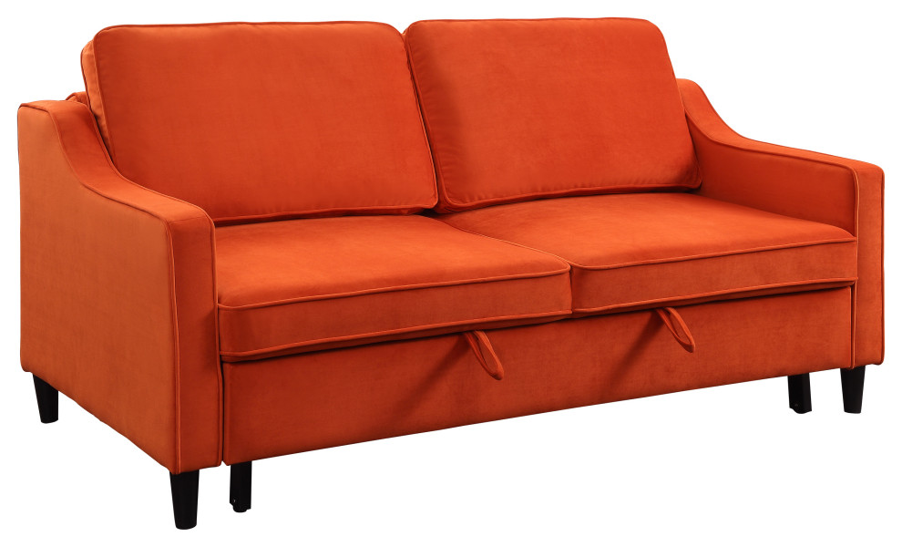 Dickinson Convertible Studio Sofa With Pull out Bed   Midcentury   Sleeper Sofas   by Lexicon Home  Houzz