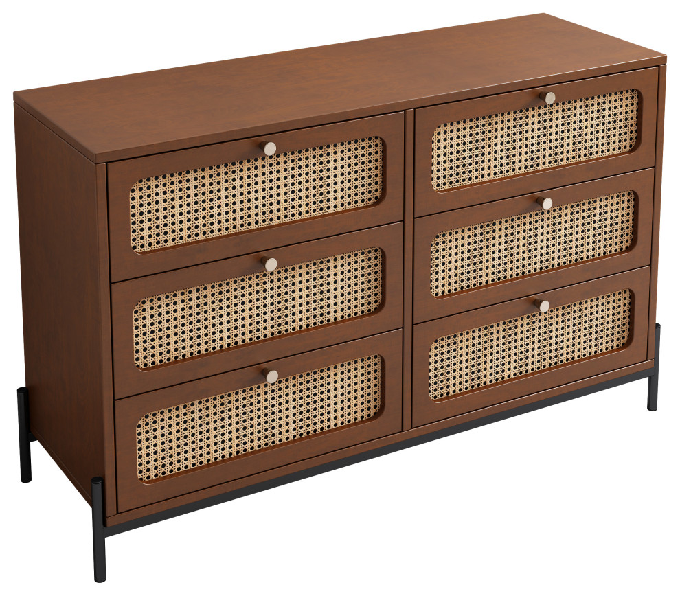 Gewnee Modern Cannage Rattan Wood Closet 6 Drawer Dresser Wood Storage Cabinet   Modern   Console Tables   by GEWNEE INC  Houzz