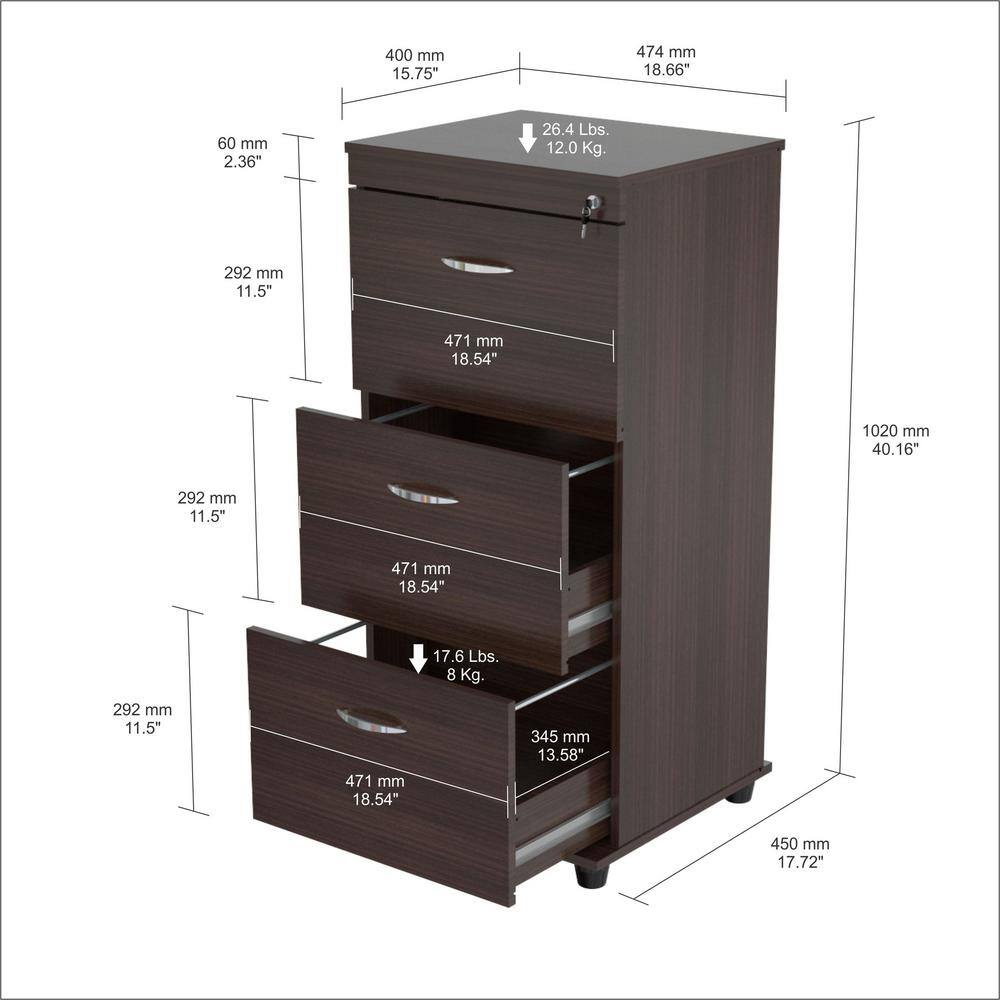 Inval Espresso Wengue Filing Cabinet AR-3X3R