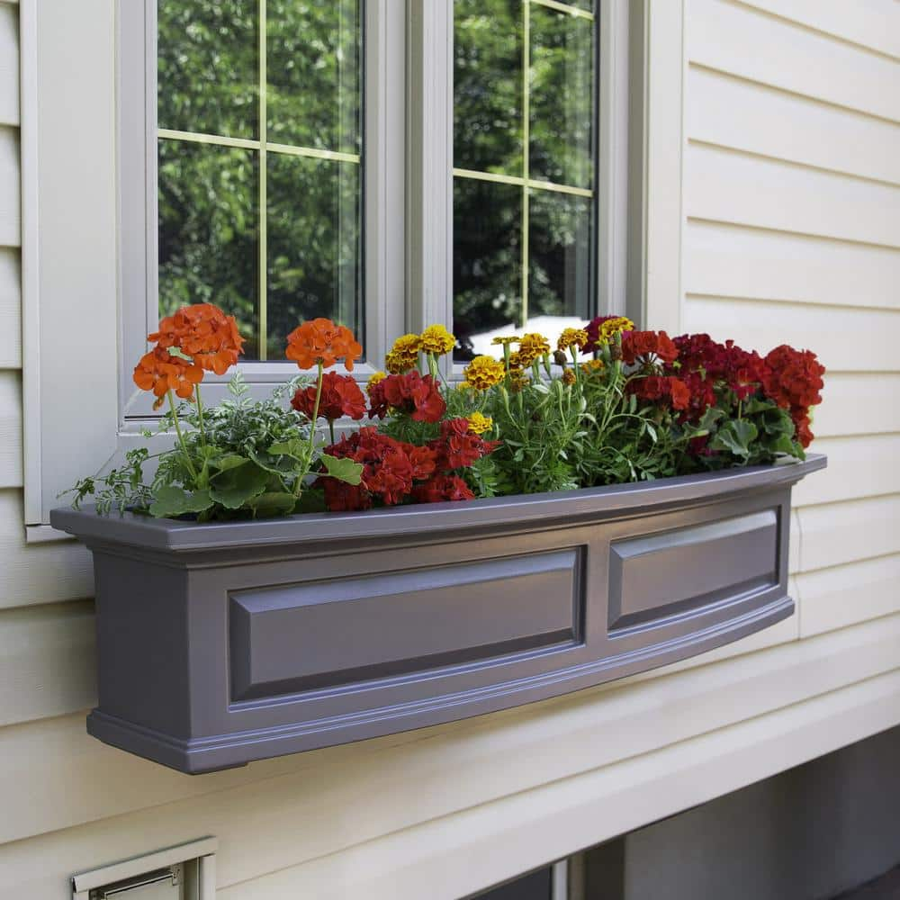 Mayne Nantucket 48 in. x 11.5 in. Self-Watering Graphite Grey Polyethylene Window Box 4831-GRG