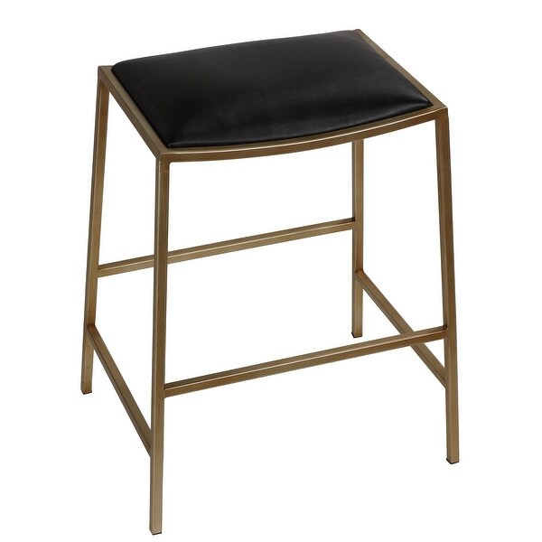 Hardi Counterstool Gold Metal Frame with Wide Black Seat， 25.5