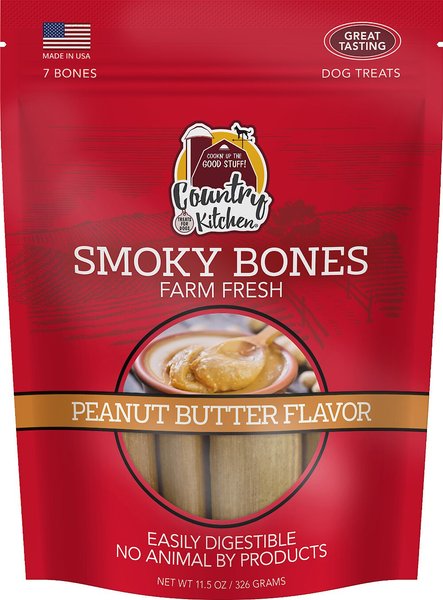 Country Kitchen Smoky Bones Peanut Butter Flavored Hard Chew Dog Treats