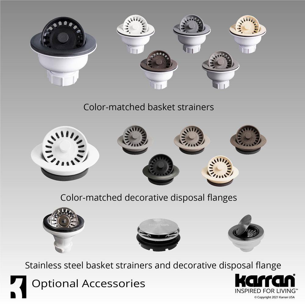 Karran Quartz White 32 in. 5050 Double Bowl Composite Undermount Kitchen Sink QU-810-WH