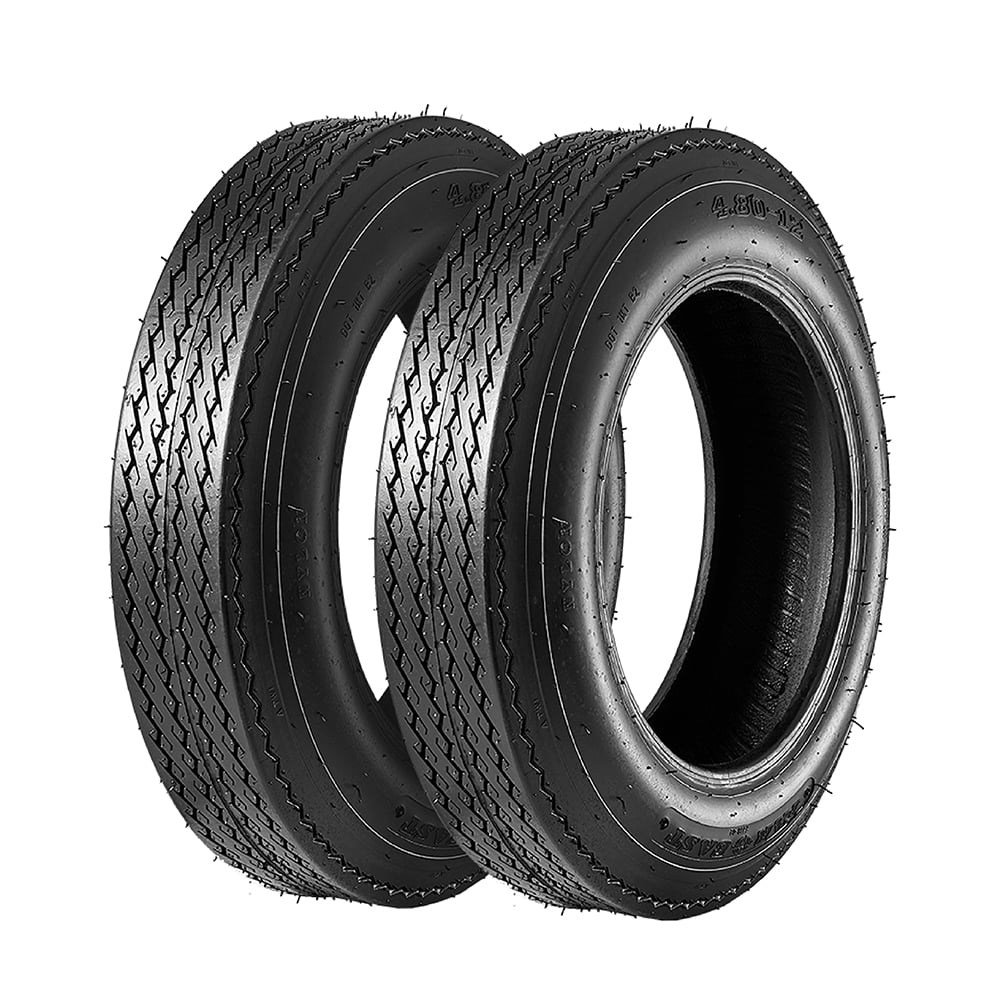 Albott Set of 2 4.80-12 Bias Trailer Tires 6PR 480-12 4.80x12 Hightway Boat Motorcycle Tires， Load Range C