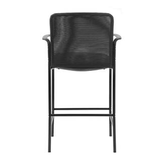 BOSS Office Products BOSS Black Office Back Mesh Vinyl Seat Bar Height Chair Fixed Arm Rests B16909-CS