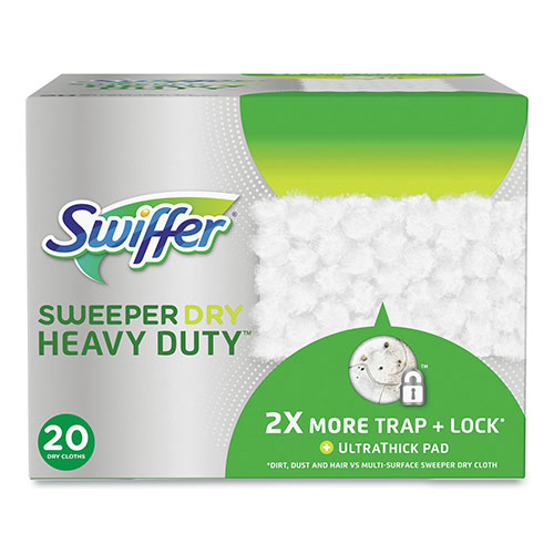 Procter and Gamble Swiffer Heavy-Duty Dry Refill Cloths | 10.3 x 7.8， White， 20