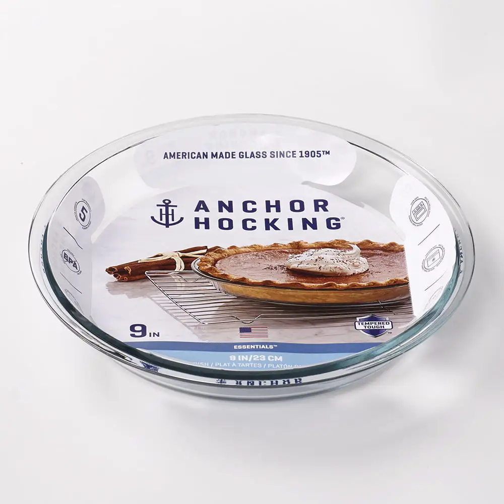 Anchor Hocking Bakeware Clear Glass 9 inch Round Pie Plate， Tempered Glass