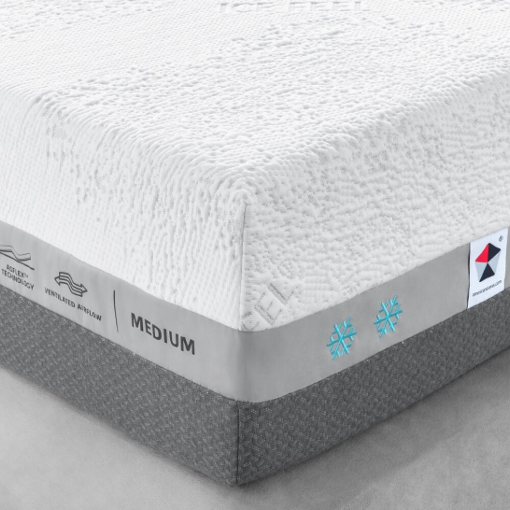 Ultra Queen Mattress 12.5 inch Hybrid Gel Memory Foam Mattress with Ice Feel Cooling Knitted Fabric   White