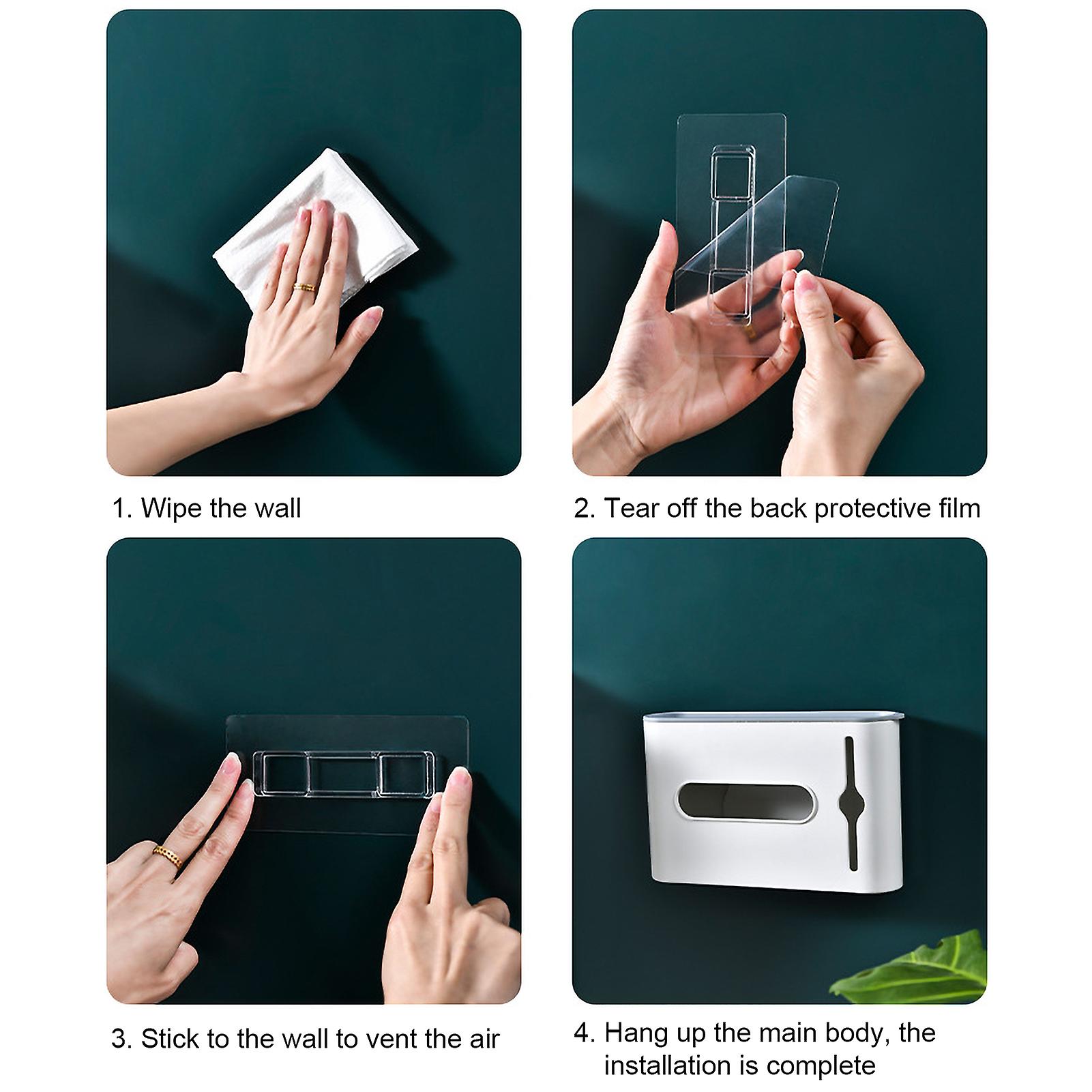 Garbage Bag Storage Box Rubbish Bin Bags Dispenser Self Adhesive Wall Mount Plastic Bag Holder Grocery Bag Dispenser For Home Kitchen Bathroom White