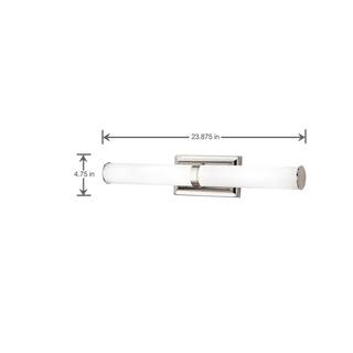 Home Decorators Collection Rolande 100-Watt Equivalent Polished Nickel LED Vanity Light with Tube Etched Glass 22838