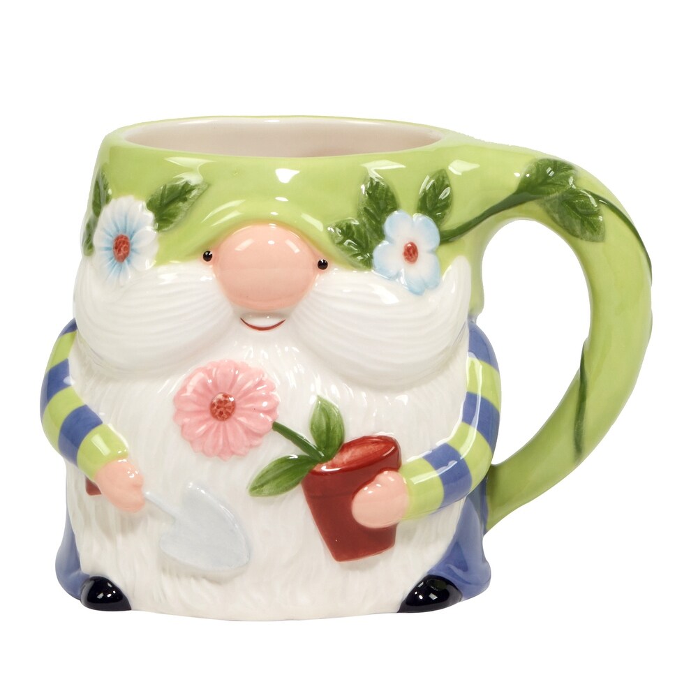 Certified International Garden Gnomes 16 ox. 3 D Mugs  Set of 4 Assorted Designs