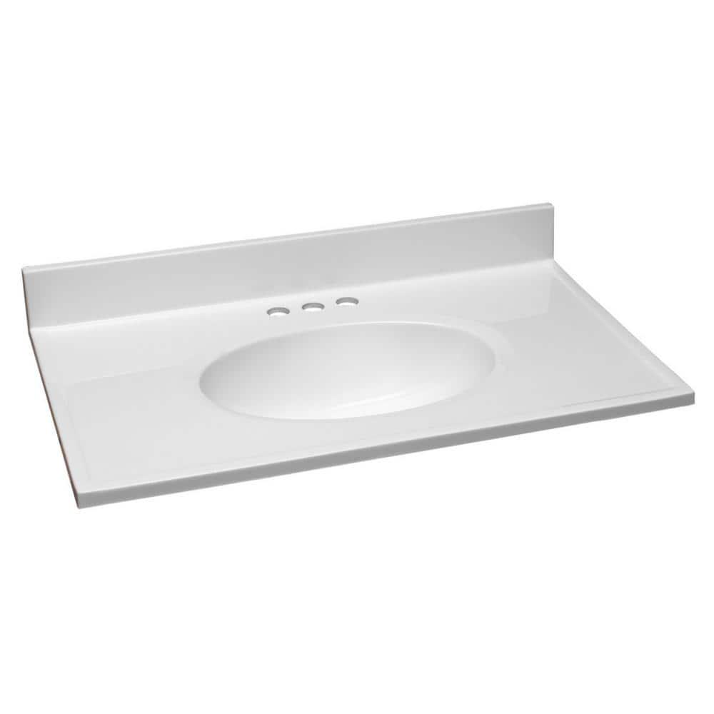 Design House 31 in W x 19 in D Cultured Marble Vanity Top in Solid White with Solid White Basin with 4 in Faucet Spread