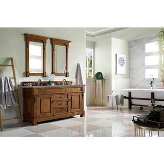 James Martin Vanities Brookfield 60 in. W x23.5 in.D x 34.3 in. H  Double Vanity in Country Oak with Quartz Vanity Top in Grey Expo 147-114-5671-3GEX