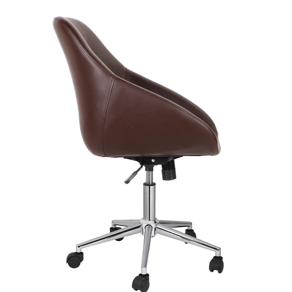 Porthos Home Hayes Swivel Office Chair  Chrome Base  PU Leather