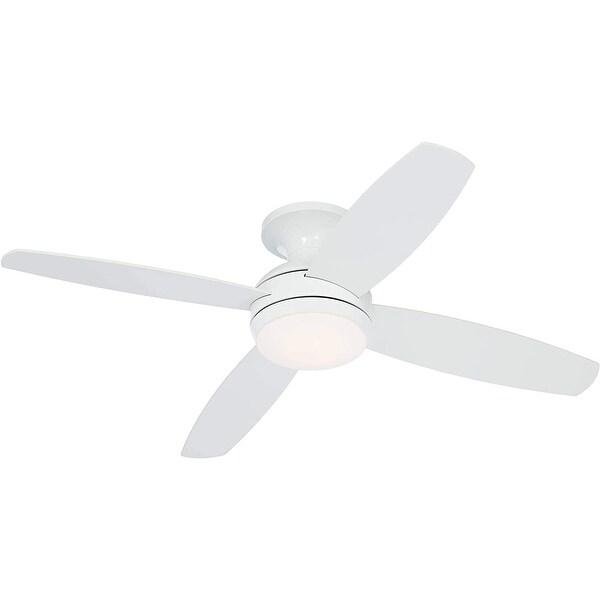 Elite Modern Industrial Hugger Low Profile Indoor Ceiling Fan with LED Light Dimmable Remote Control White Matte Opal Glass Shopping - The Best Deals on Ceiling Fans | 41540803