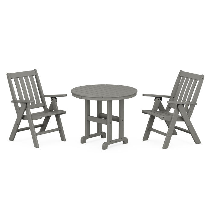 Polywood Vineyard Folding Chair 3-Piece Round Dining Set PWS1353-1