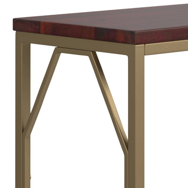 Ebsen Metal And Wood Accent Table Cognac Wyndenhall