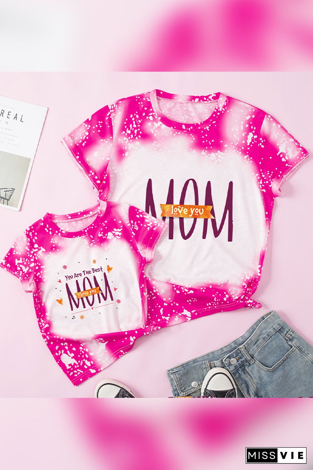 Family Matching Mother's Day MOM Print Short Sleeve Tee Wholesale