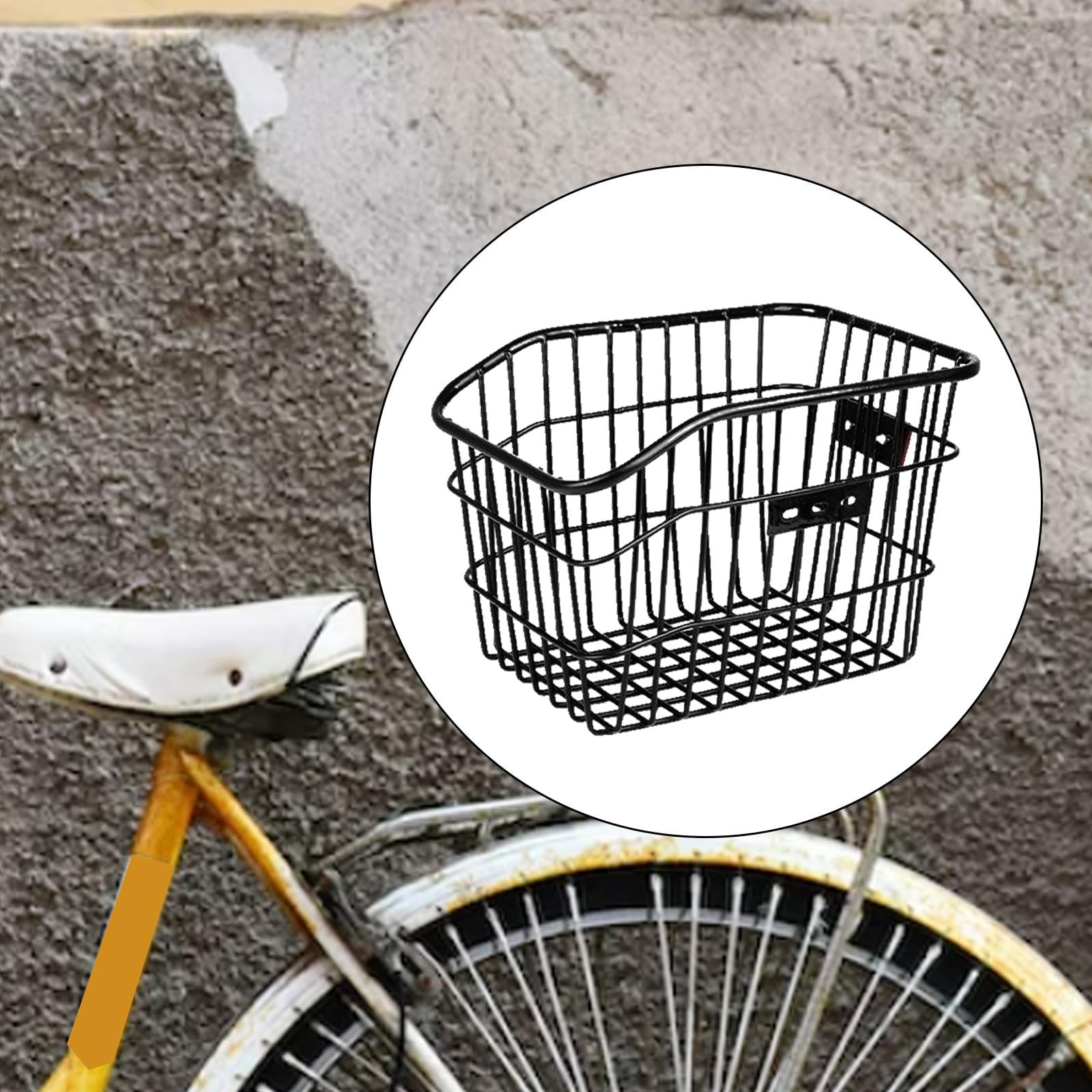 Metal Bike Rear Basket Waterproof Universal Storage Detachable Large Capacity Bike Basket for Cycling Outdoor Shopping Mountain Bike with Reflector