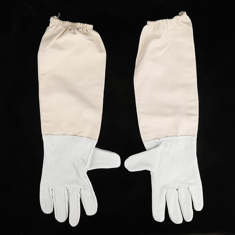 Goatskin  Leather Canvas Bee Gloves Anti-bee Anti-sting Long Sleeves Professional Apiculture Protective Equipmentxl