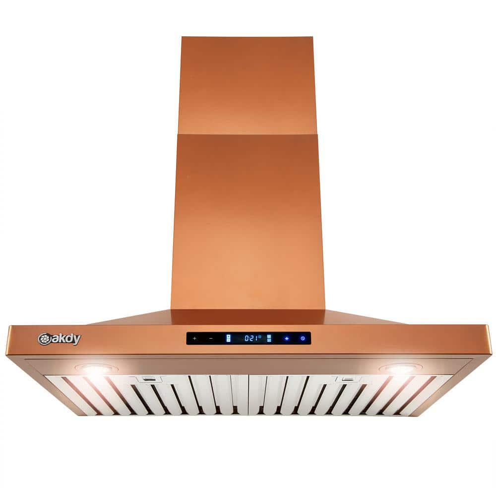 AKDY 30 in Convertible Wall Mount Copper Stainless Steel Kitchen Range Hood with Touch Panel