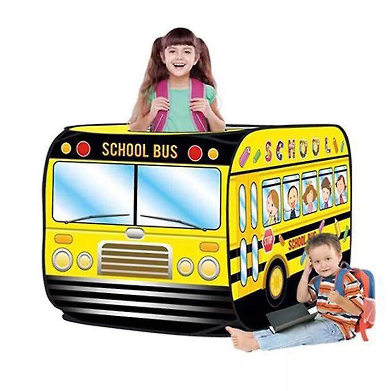 Foldable Game House Play Tent School Bus Toy Yellow