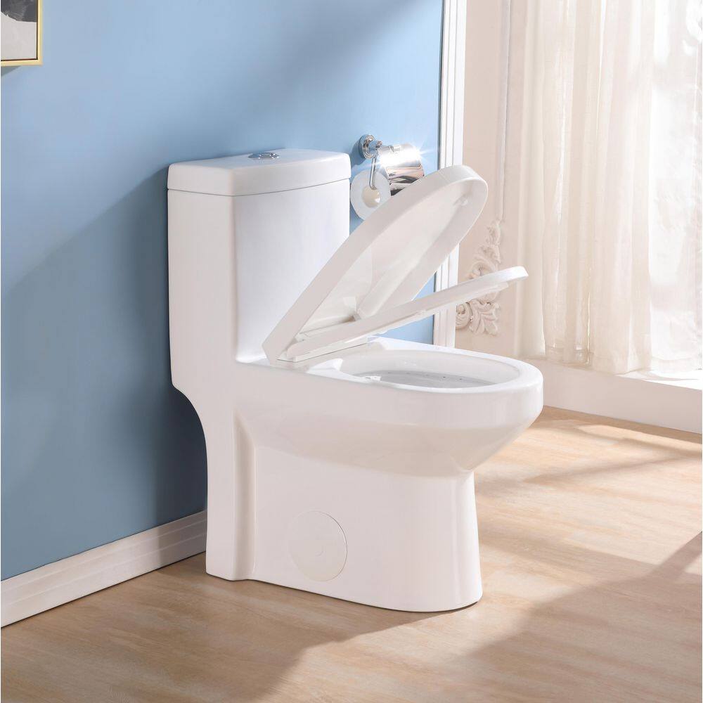 HOROW 10 in. Rough-In 1-piece 0.81.28 GPF Dual Flush Round Toilet in White Seat Included HR-0310