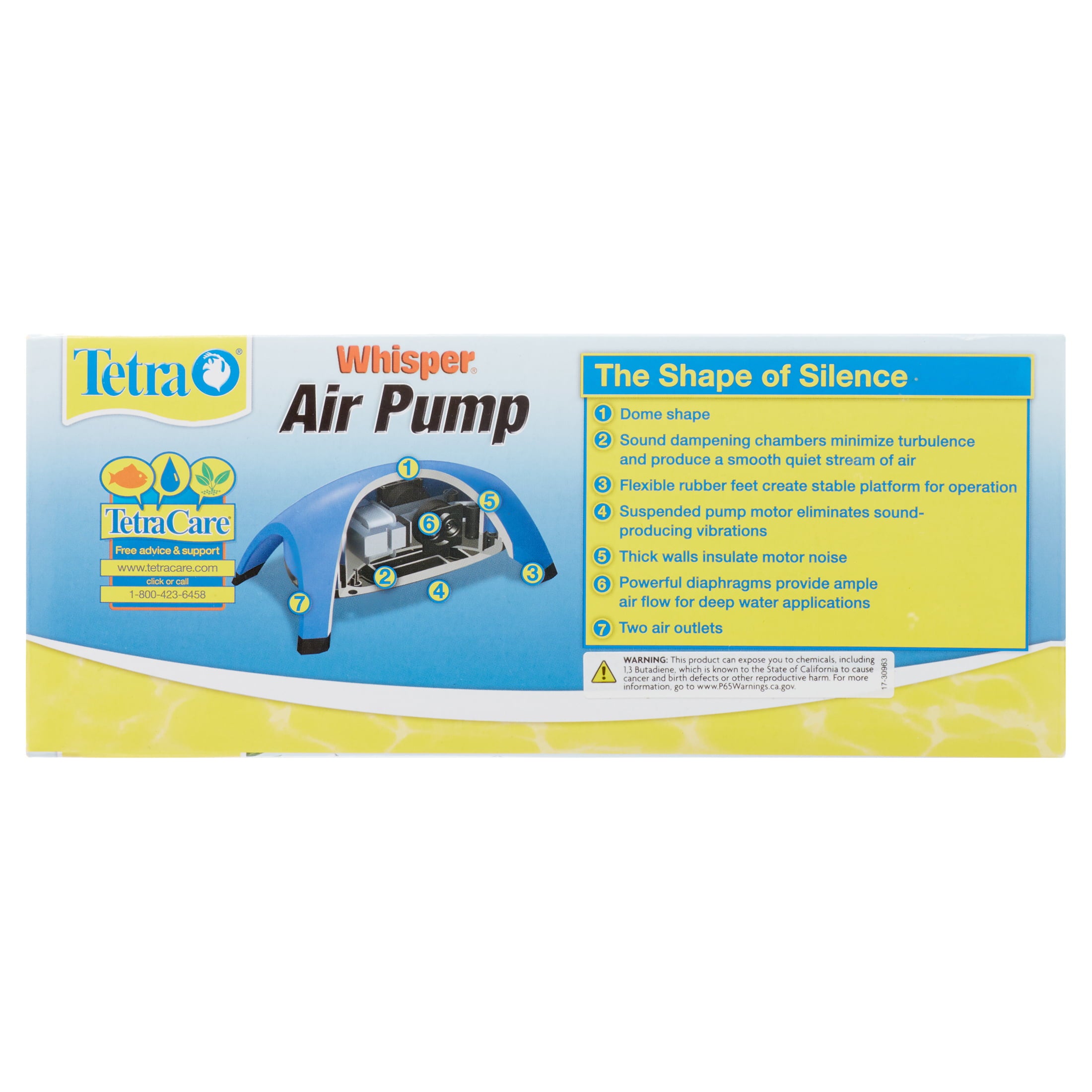 Tetra Whisper Air Pump 60 To 100 Gallons， for Aquariums， Powerful Airflow， Non-UL Listed