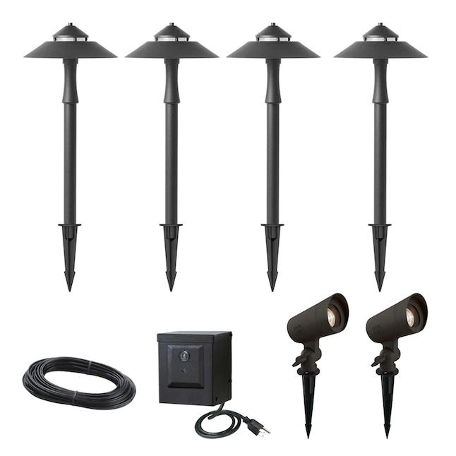 Portfolio 15-Lumen 0.5-Watt Black Solar Integrated LED Outdoor Path Light Kit (3500 K)