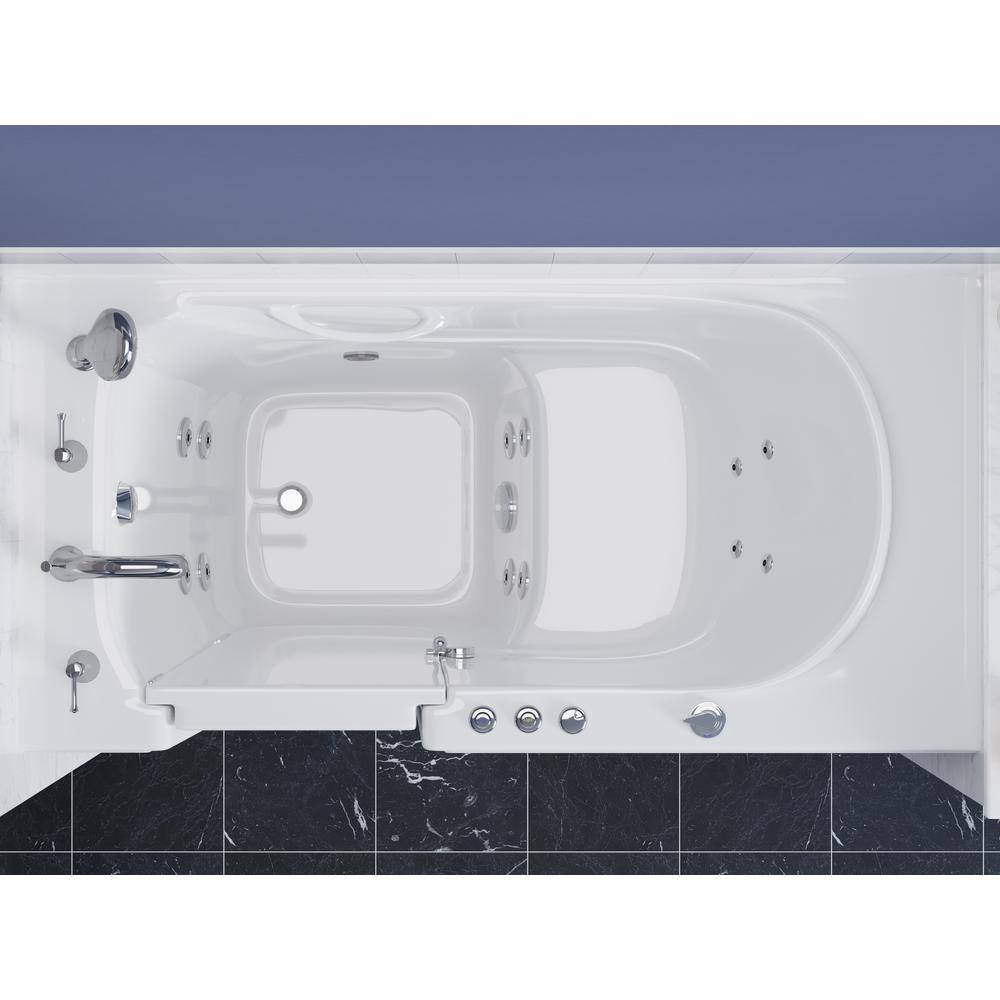 Universal Tubs HD Series 60 in. Left Drain Quick Fill Walk-In Whirlpool Bath Tub with Powered Fast Drain in White HD3060WILWH