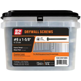 Grip-Rite #6 x 1-58 in. Philips Bugle-Head Course Thread Sharp Point Drywall Screw (10 lbs.-Pack) 158CDW10BK