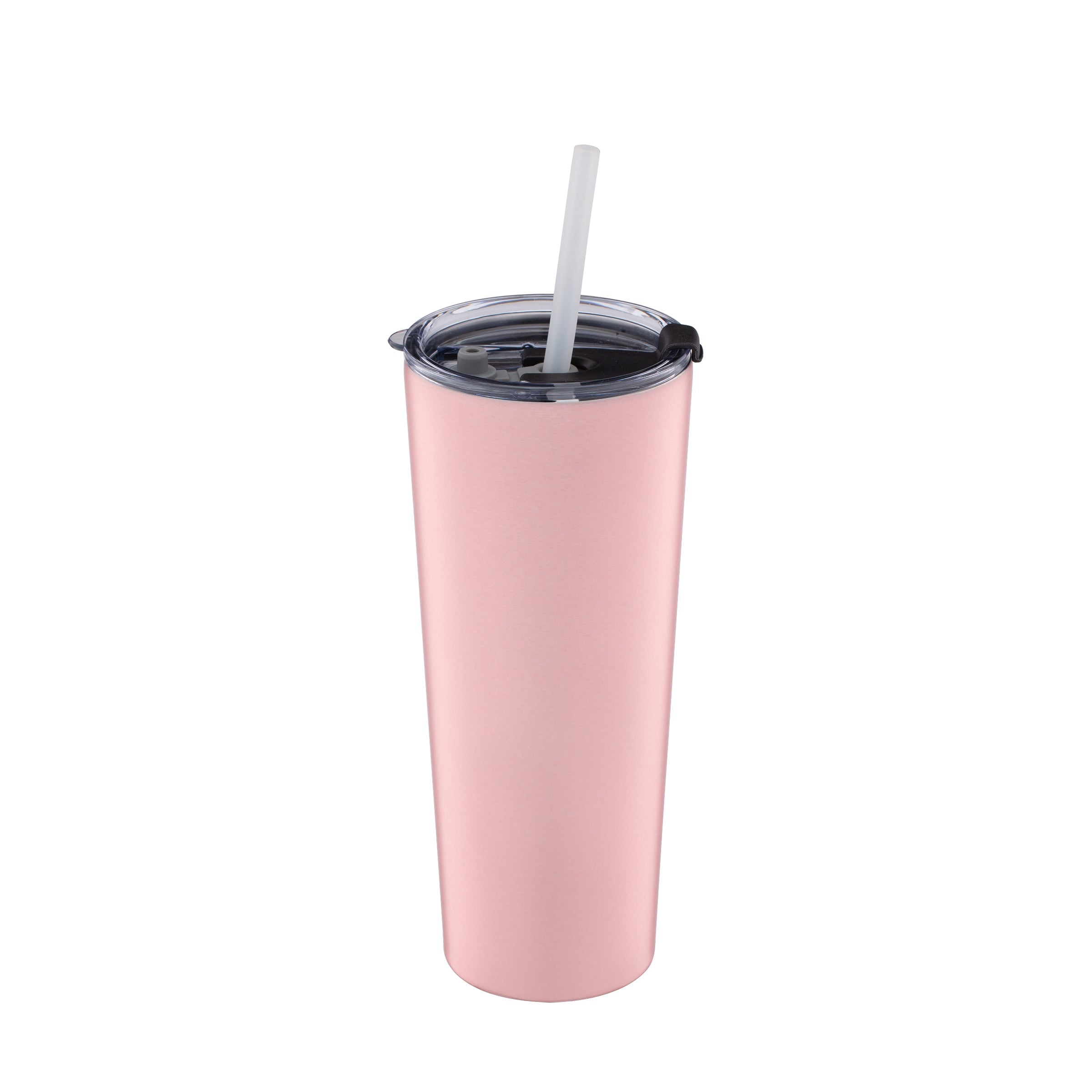 24 Oz Insulated Tumbler with Straw, Pink