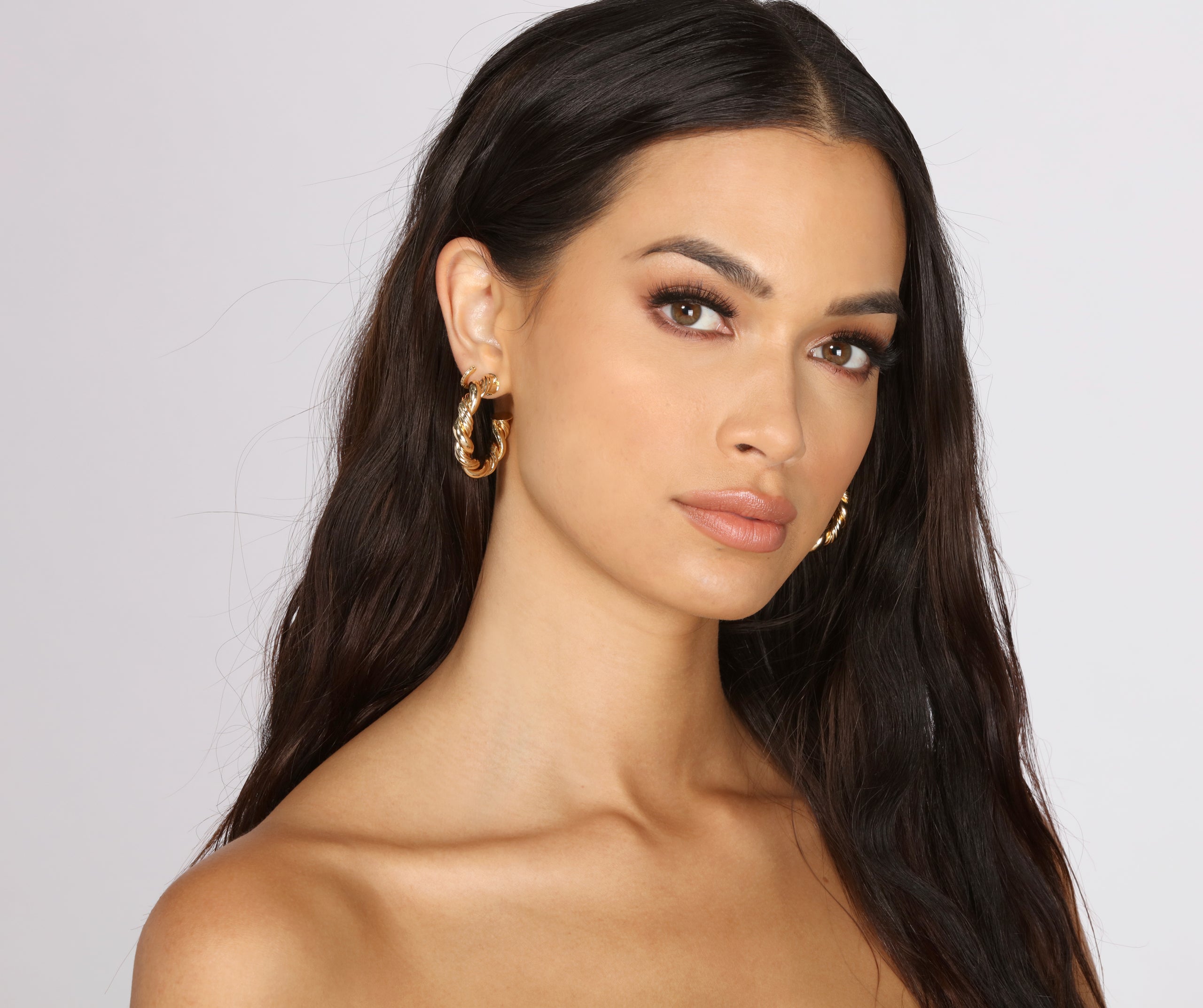 Three Pack Tube Hoop Earrings