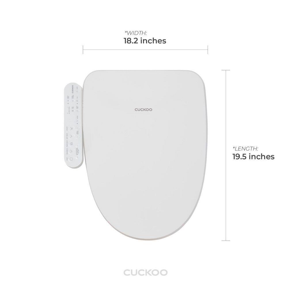 Cuckoo Electric Heated Bidet Seat for Elongated Toilet with Unlimited Heated Water Control Panel in. White CBT-N1030EW