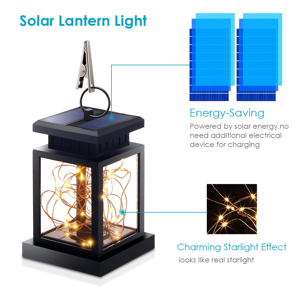 Topchances Metal Solar Outdoor Hanging Lantern