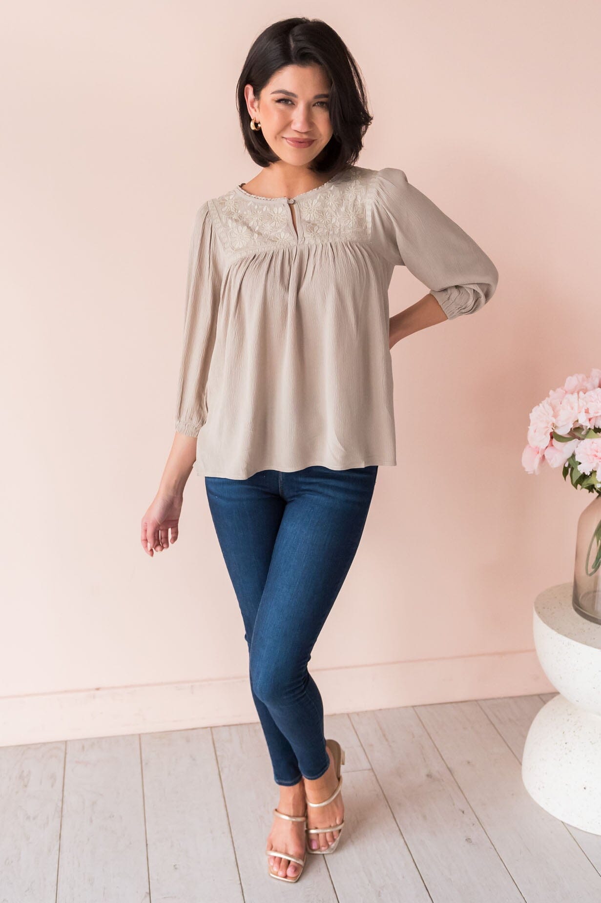 Mix It Up Modest Embroidered Top