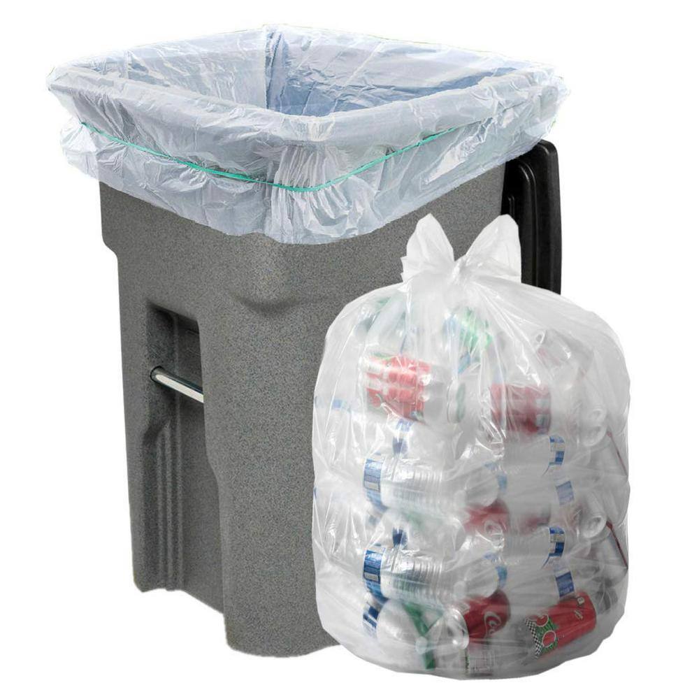 Aluf Plastics 61 in. x 68 in. 95 Gal. Clear 1.5 mil Trash Bags for Recycling Contractor and Outdoor (32-Pack) 96G15CL