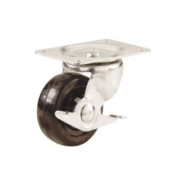 Titan Casters Rubber Wheel Caster with Side Brake