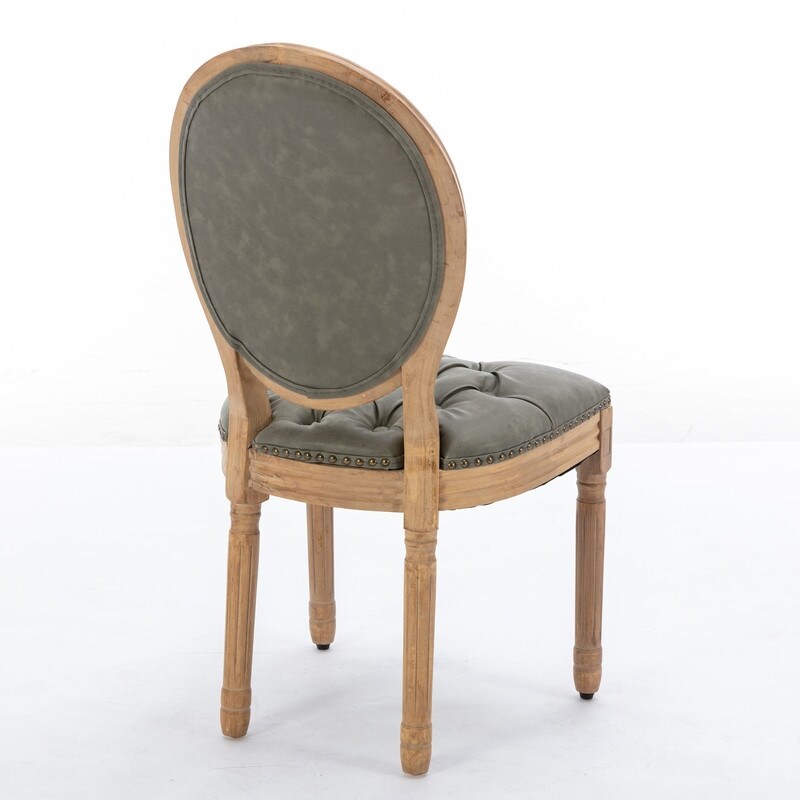 Grondin French Style King Louis Back Side Chair Set of 2  Dining Chairs with Faux Leather Upholstery and Rubberwood Frame