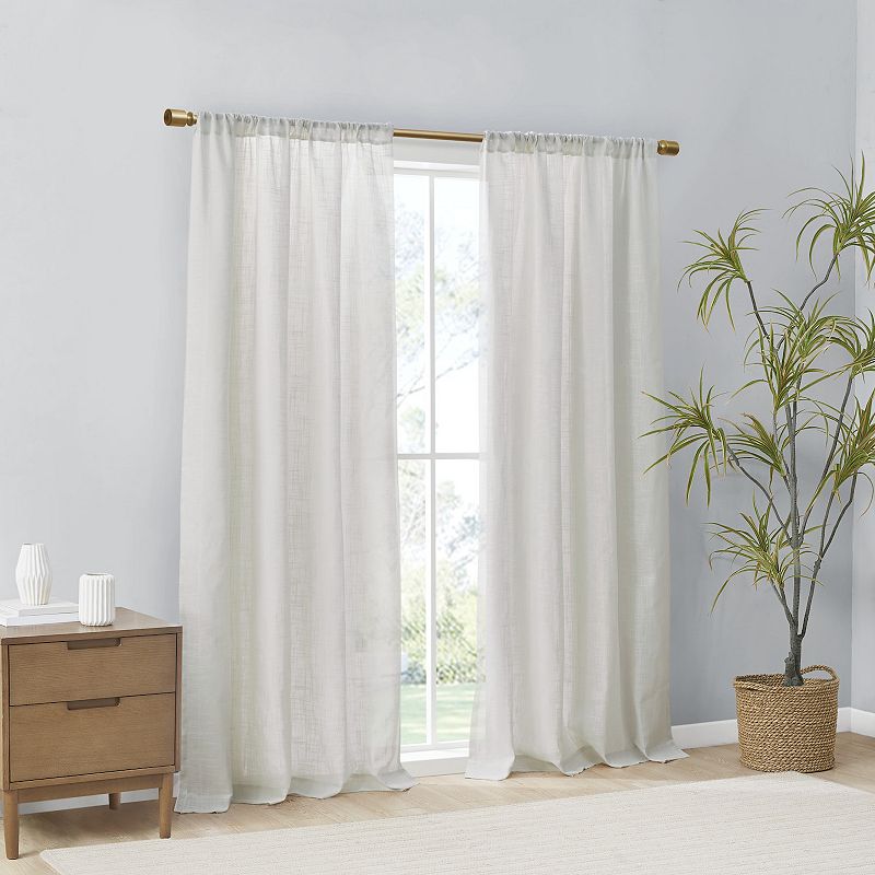 Madison Park Suvi 2-Pack Linen Blend Textured Light Filtering Rod Pocket Window Curtains