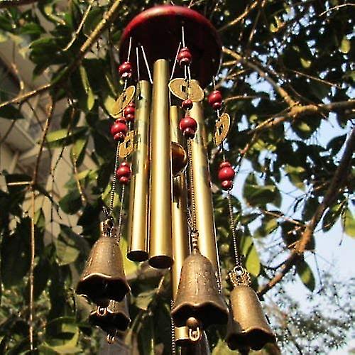 Chinese Traditional Amazing 4 Tubes 5 Bells Bronze Yard Garden Outdoor Living Wind Chimes