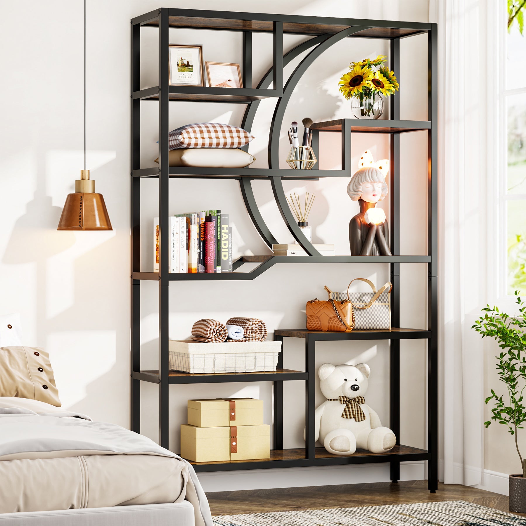 69 Tall  Bookshelf, Freestanding Etagere Bookcase Open Display Shelf