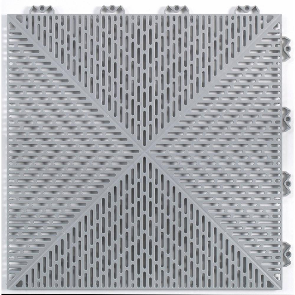 Bergo Unique 14.9 in. x 14.9 in. Gray Polypropylene Garage Floor Tile (54 sq. ft.  case) UITILEGY