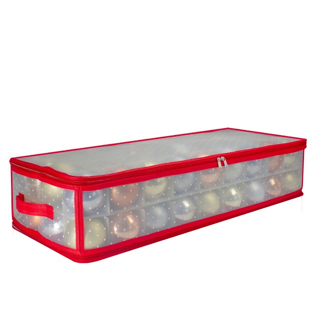 Transparent Zip Up Christmas Storage Box Holds 80 Ornaments