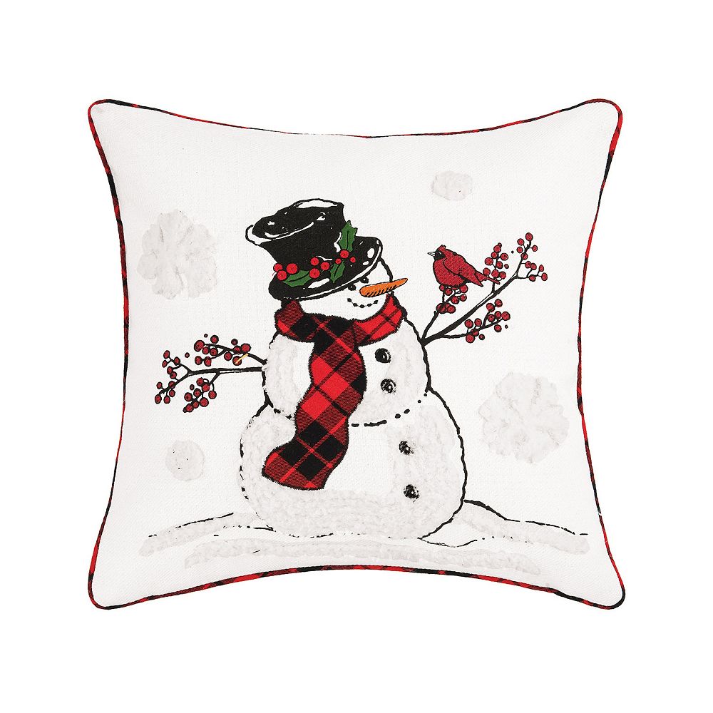 CandF Home Snowman Cardinal Christmas Throw Pillow