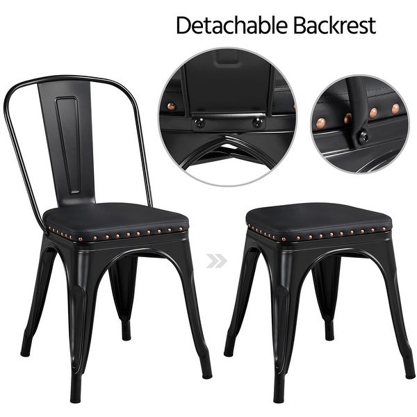 Yaheetech Pack of 4 Metal Dining Chairs for Indoor Outdoor Bistro Cafe